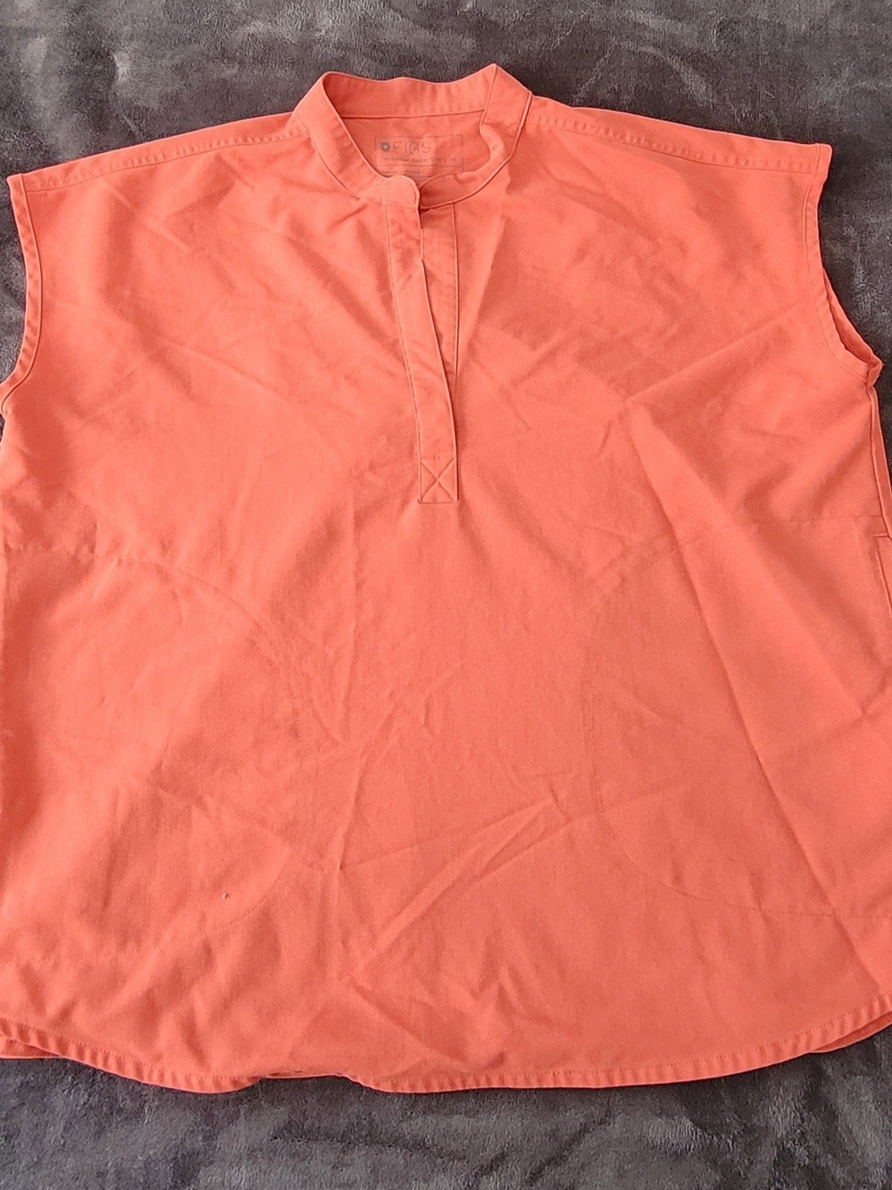 Figs Coral Sleeveless Henley Tunic